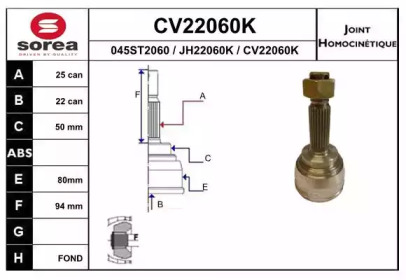 Шарнирный комплект (EAI: CV22060K)