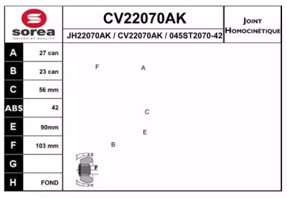 Шарнирный комплект (EAI: CV22070AK)