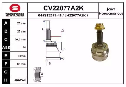 Шарнирный комплект (EAI: CV22077A2K)