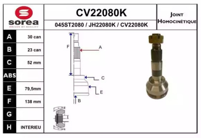 Шарнирный комплект (EAI: CV22080K)