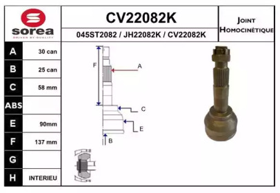 Шарнирный комплект (EAI: CV22082K)