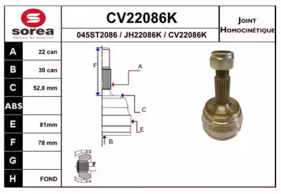 Шарнирный комплект (EAI: CV22086K)