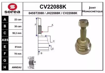 Шарнирный комплект (EAI: CV22088K)