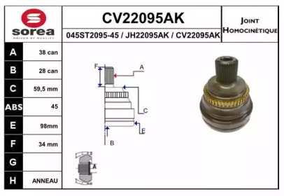 Шарнирный комплект (EAI: CV22095AK)