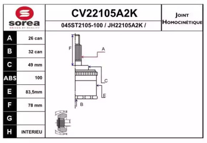 Шарнирный комплект (EAI: CV22105A2K)