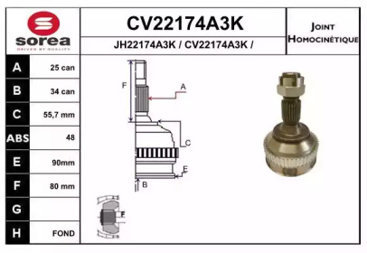 Шарнирный комплект (EAI: CV22174A3K)