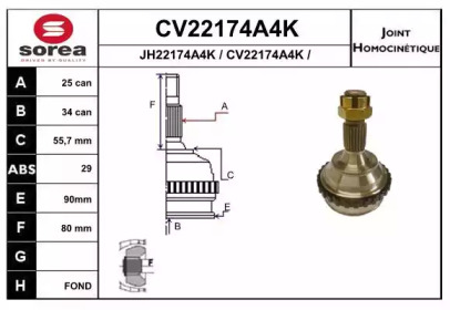 Шарнирный комплект (EAI: CV22174A4K)