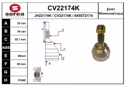 Шарнирный комплект (EAI: CV22174K)