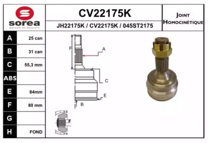 Шарнирный комплект (EAI: CV22175K)