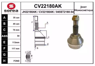 Шарнирный комплект (EAI: CV22180AK)