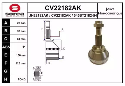 Шарнирный комплект (EAI: CV22182AK)