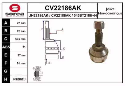 Шарнирный комплект (EAI: CV22186AK)