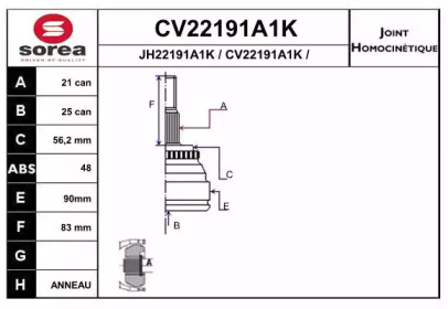 Шарнирный комплект (EAI: CV22191A1K)