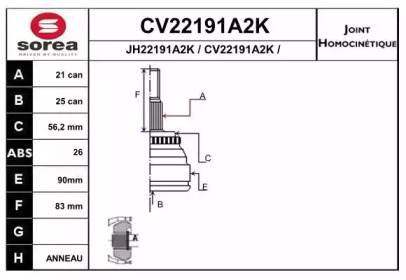 Шарнирный комплект (EAI: CV22191A2K)