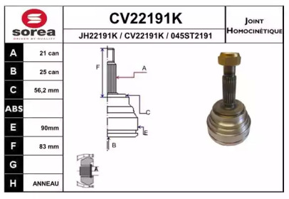 Шарнирный комплект (EAI: CV22191K)