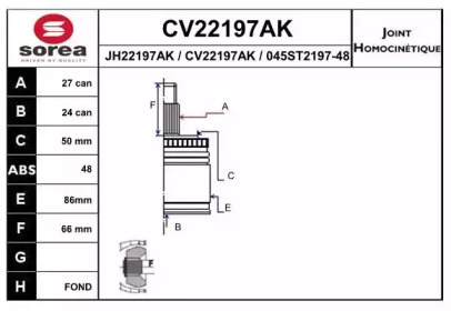 Шарнирный комплект (EAI: CV22197AK)