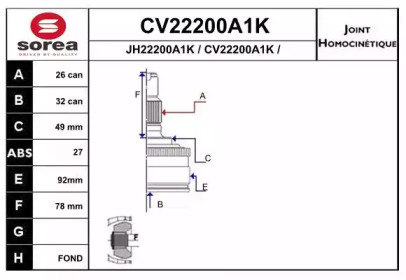 Шарнирный комплект (EAI: CV22200A1K)