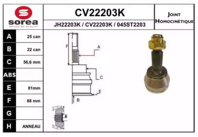 Шарнирный комплект (EAI: CV22203K)