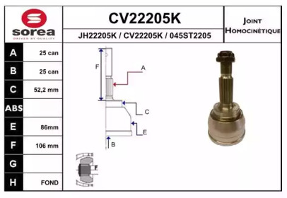 Шарнирный комплект (EAI: CV22205K)