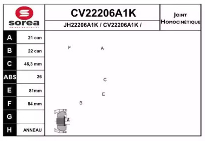 Шарнирный комплект (EAI: CV22206A1K)