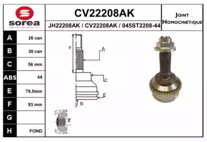 Шарнирный комплект (EAI: CV22208AK)