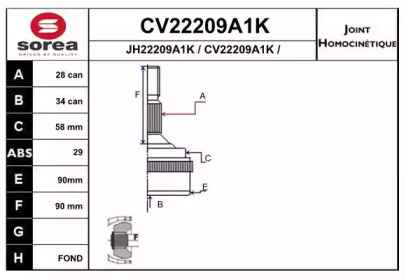 Шарнирный комплект (EAI: CV22209A1K)