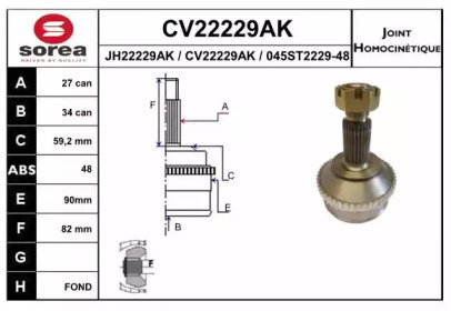 Шарнирный комплект (EAI: CV22229AK)