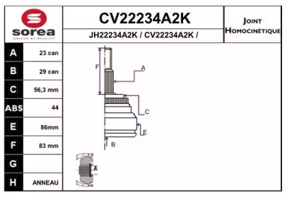 Шарнирный комплект (EAI: CV22234A2K)