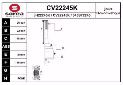 Шарнирный комплект (EAI: CV22245K)