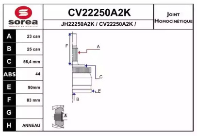 Шарнирный комплект (EAI: CV22250A2K)