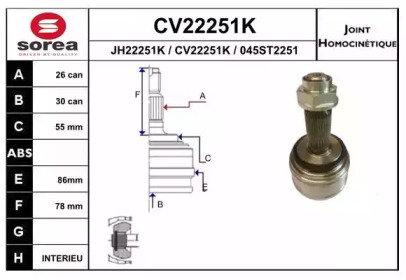 Шарнирный комплект (EAI: CV22251K)