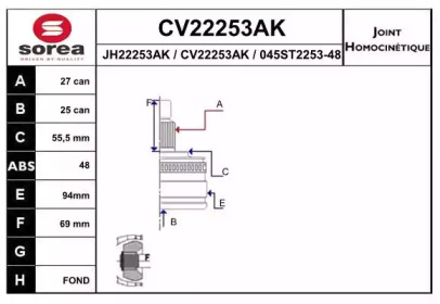 Шарнирный комплект (EAI: CV22253AK)