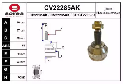 Шарнирный комплект (EAI: CV22285AK)