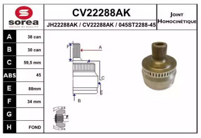 Шарнирный комплект (EAI: CV22288AK)