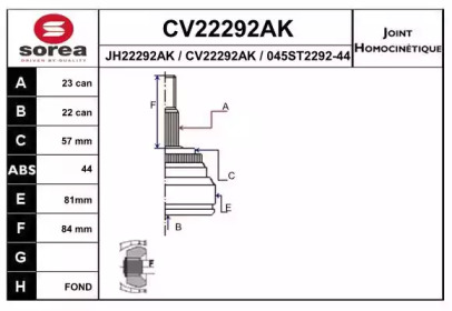 Шарнирный комплект (EAI: CV22292AK)