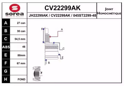 Шарнирный комплект (EAI: CV22299AK)