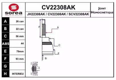 Шарнирный комплект (EAI: CV22308AK)