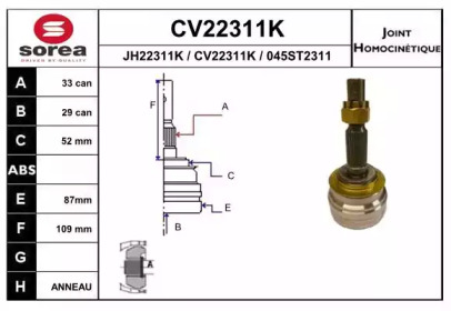 Шарнирный комплект (EAI: CV22311K)