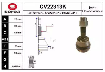 Шарнирный комплект (EAI: CV22313K)