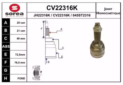 Шарнирный комплект (EAI: CV22316K)