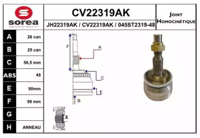 Шарнирный комплект (EAI: CV22319AK)