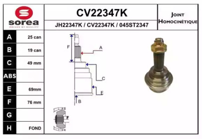 Шарнирный комплект (EAI: CV22347K)