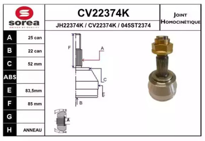 Шарнирный комплект (EAI: CV22374K)