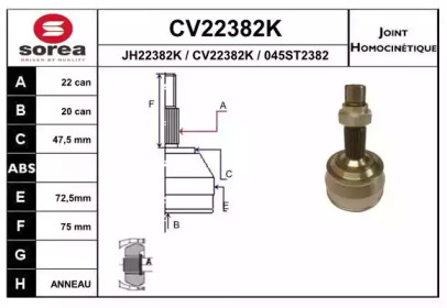 Шарнирный комплект (EAI: CV22382K)