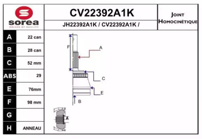 Шарнирный комплект (EAI: CV22392A1K)