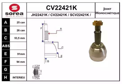 Шарнирный комплект (EAI: CV22421K)