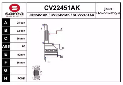 Шарнирный комплект (EAI: CV22451AK)