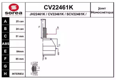 Шарнирный комплект (EAI: CV22461K)