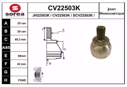 Шарнирный комплект (EAI: CV22503K)