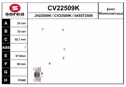 Шарнирный комплект (EAI: CV22509K)